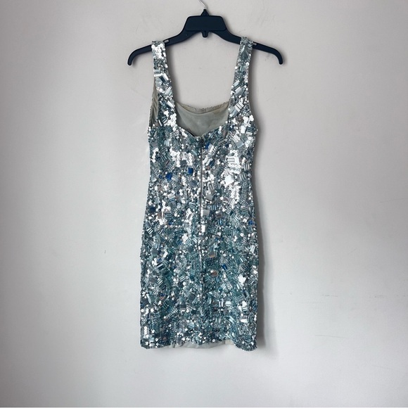 Alice and Olivia Addie Sequin-Embellished Bodycon Mini Dress Size 4 Homecoming◼️ - Picture 10 of 14